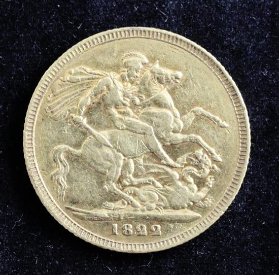 A George IV gold sovereign, 1822